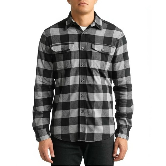 American Eagle Outfitters Other - American Eagle Super Soft Flannel Shirt Black Gray Plaid – Size Large